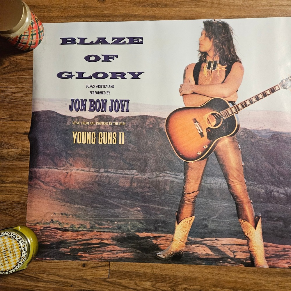 Jon Bon Jovi Blaze of Glory Vintage 1990 Promo Album Poster 24x26 PolyGram - Picture 3 of 7